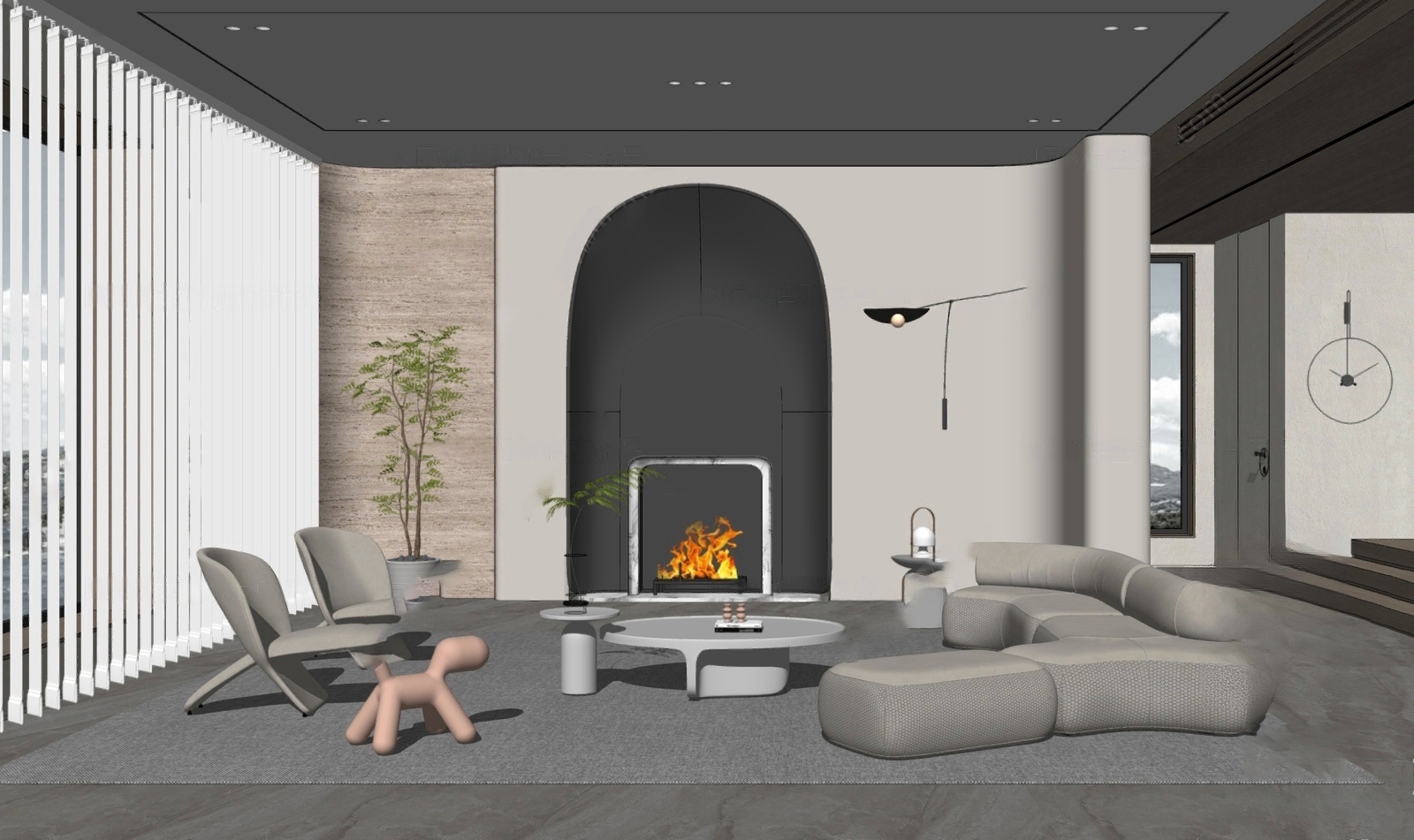 现代别墅客厅-05 (2)