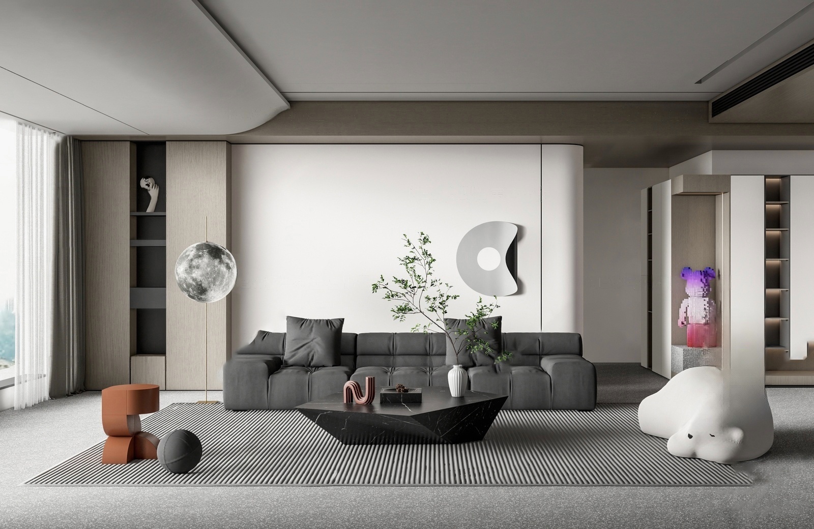 现代客厅-06 (1)su模型11321321-极光素材网