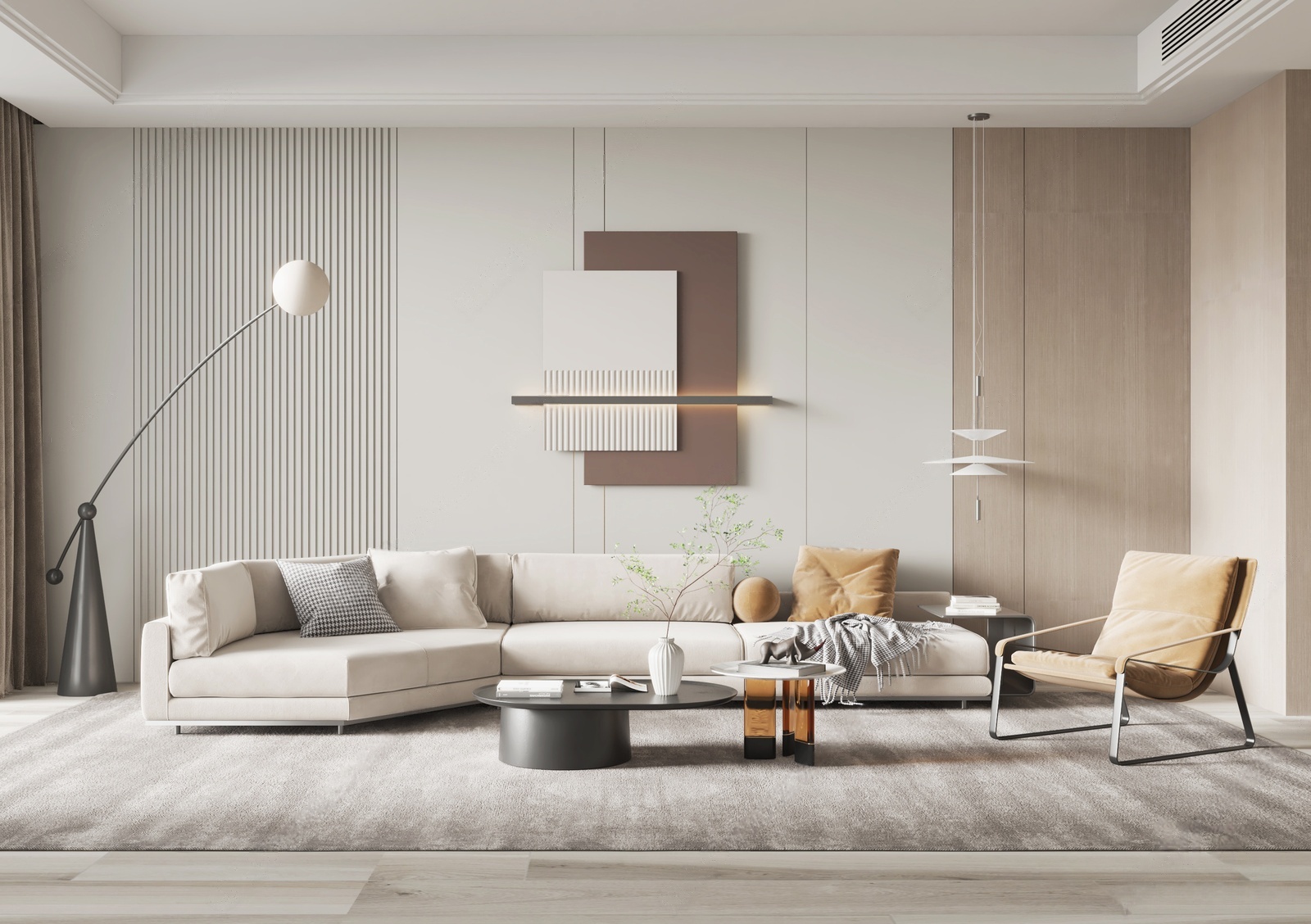 现代客厅su模型64456465-极光素材网