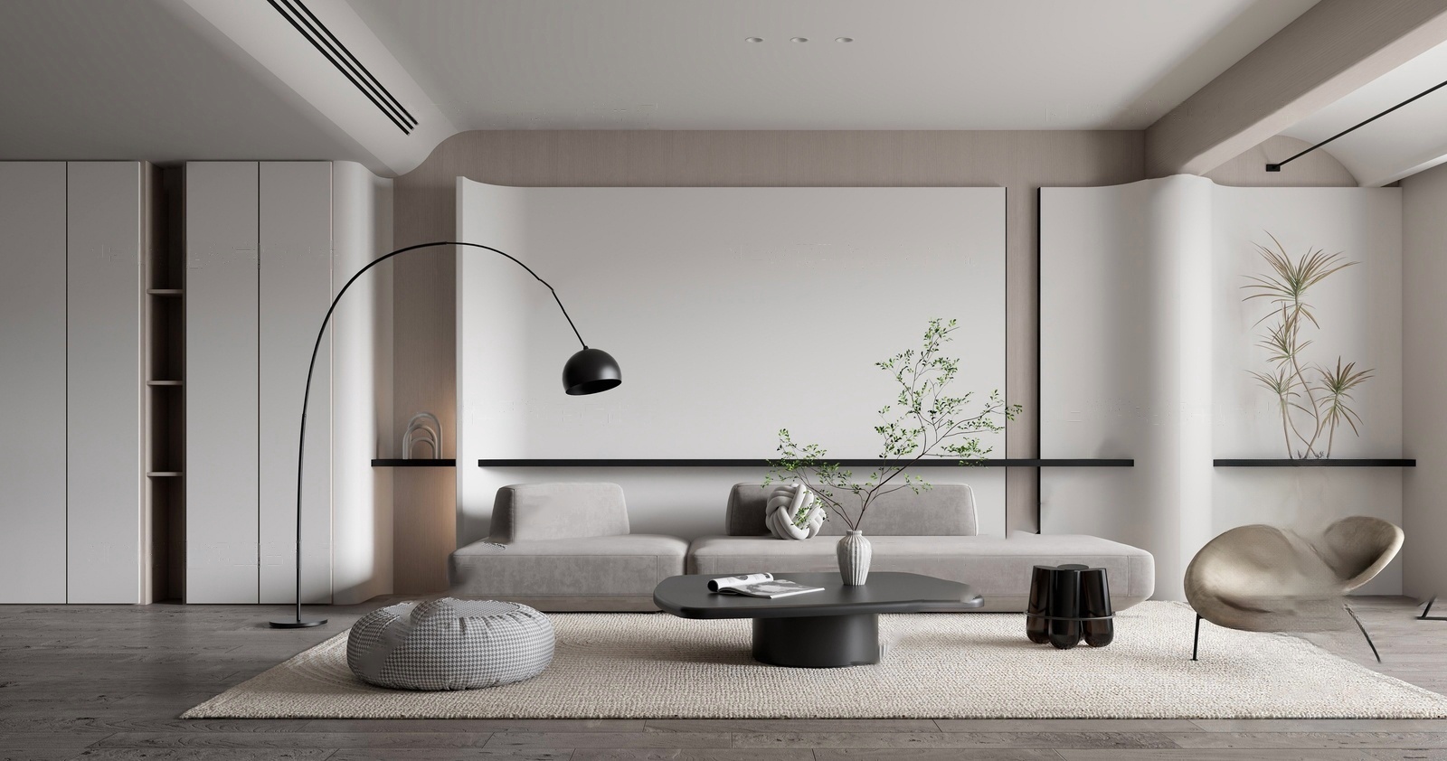 现代家居客厅SU模型1-极光素材网