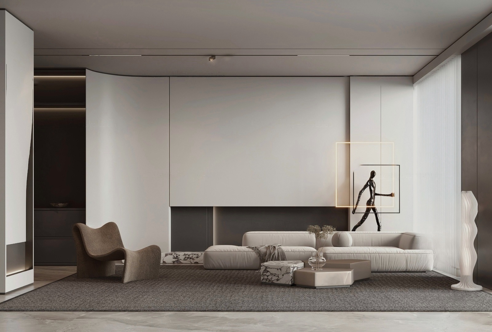 现代极简家居客厅SU模型-3546654-极光素材网