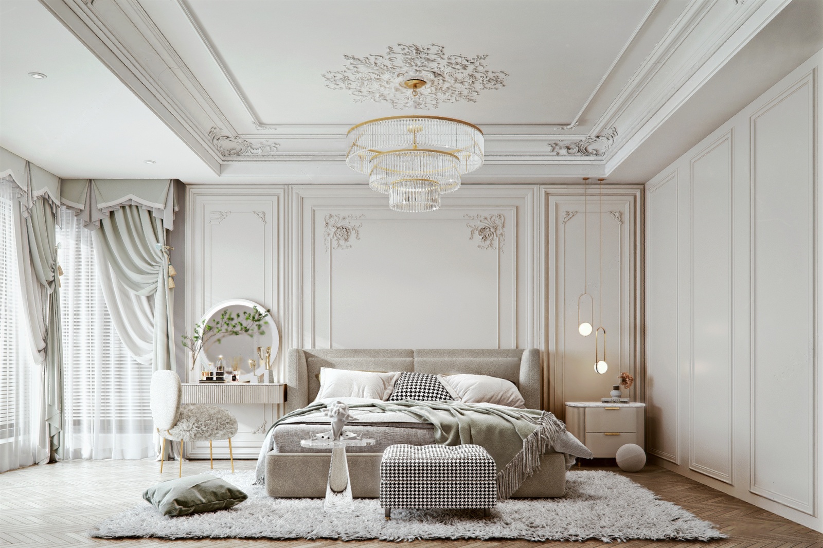 法式家居卧室2312123-极光素材网