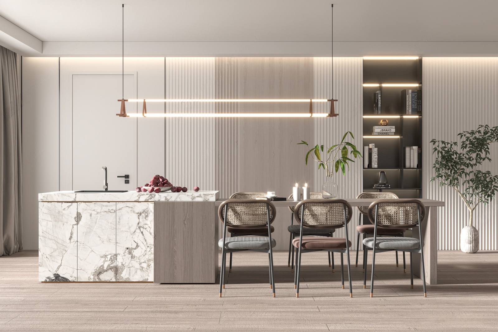 现代餐厅_中岛吧台003-极光素材网