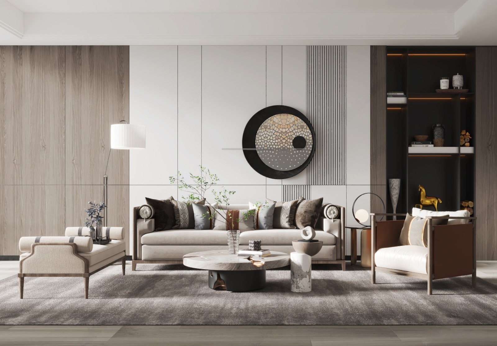 su模型新中式沙发茶几组合 (1)-极光素材网